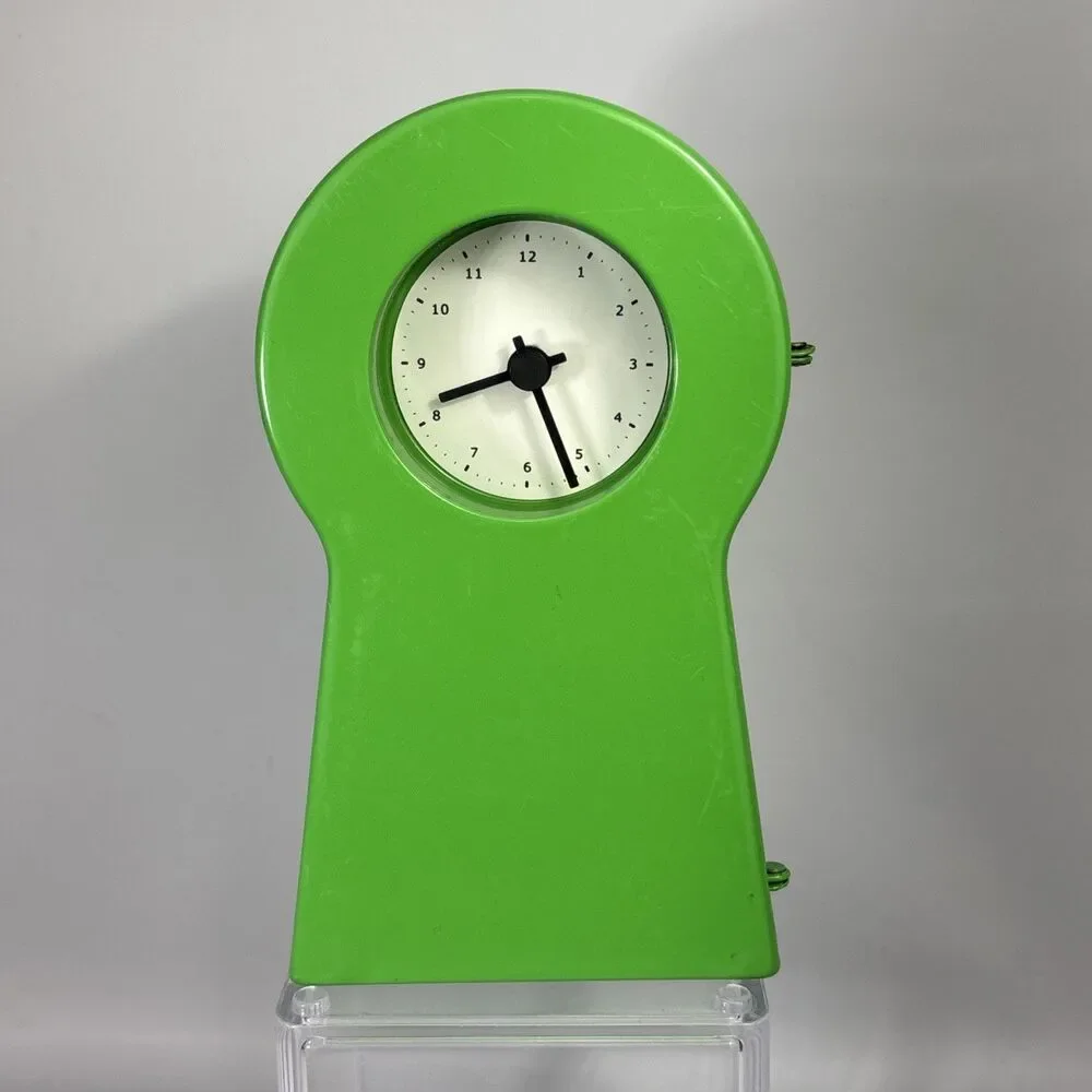 RARE IKEA PS 1995 Keyhole Cabinet Clock Minimalist Timepiece Green Works!